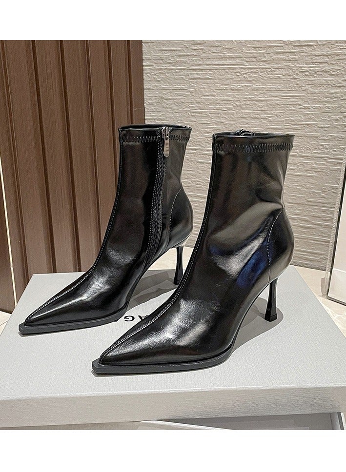 Loquat Spring And Autumn New Women's Velvet Pointed Elastic Boots - Image 2