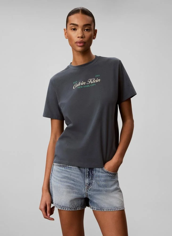 Two-Tone Logo Crew Neck T-Shirt