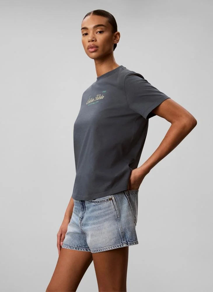 Calvin Klein Jeans  Two-Tone Logo Crew Neck T-Shirt for Women | Best Price UAE