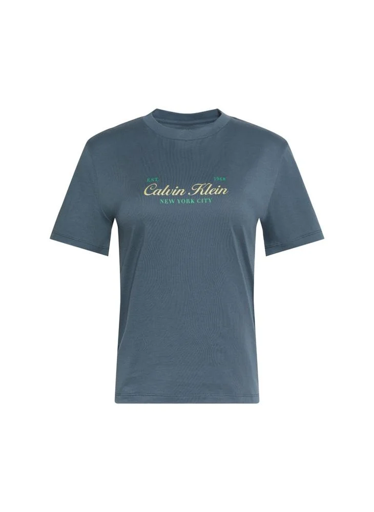 Calvin Klein Jeans  Two-Tone Logo Crew Neck T-Shirt for Women | Best Price UAE