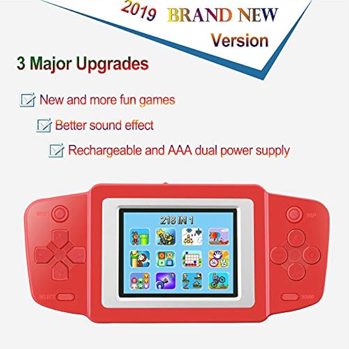 HANDHELD GAME CONSOLE FOR KIDS BUILT IN 8 BIT 218 CLASSIC RETRO VIDEO GAMES PORTABLE ARCADE GAMING SYSTEM BIRTHDAY GIFT FOR CHILDREN TRAVEL HOLIDAY RECREATION 2.5" SCREEN (RED) - Image 3