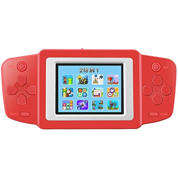 HANDHELD GAME CONSOLE FOR KIDS BUILT IN 8 BIT 218 CLASSIC RETRO VIDEO GAMES PORTABLE ARCADE GAMING SYSTEM BIRTHDAY GIFT FOR CHILDREN TRAVEL HOLIDAY RECREATION 2.5" SCREEN (RED) - Image 1