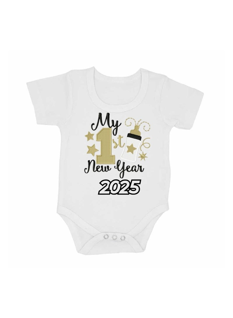 PRINTSHOP4ME My 1st New Year Baby Romper–Soft Cotton Half Sleeve Bodysuits For Newborns,Infants And Toddlers– Unisex Baby Onesies For Boys And Girls-Baby Romper For New Year - Image 1