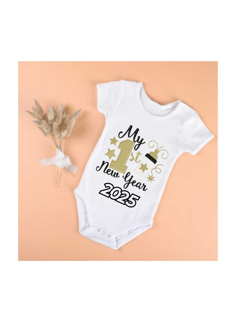 PRINTSHOP4ME My 1st New Year Baby Romper–Soft Cotton Half Sleeve Bodysuits For Newborns,Infants And Toddlers– Unisex Baby Onesies For Boys And Girls-Baby Romper For New Year - Image 2