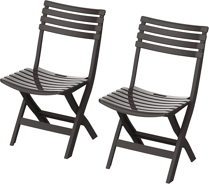 Cosmoplast طقم من 2 كراسي تخييم قابلة للطي لون رمادي داكن - Image 1