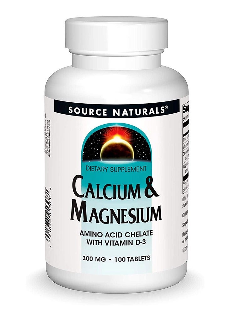 Source Naturals Calcium and Magnesium Chelate, 300 mg, 100 Tablets