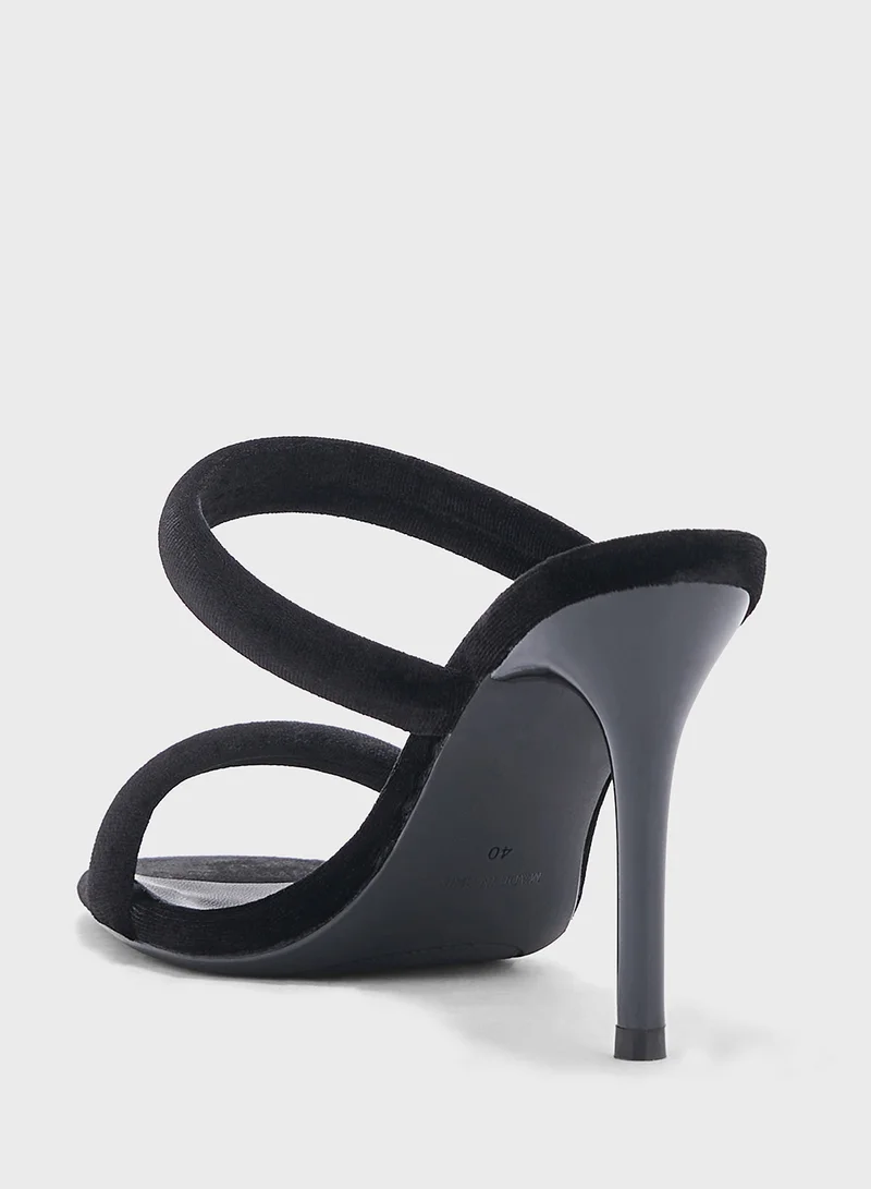 ELLA Double Strap Velvet Round Toe Heel   Sandal