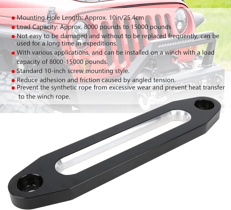 woobles Hawse Style Winch Fairlead, Car Hawse Winches Fairlead 10in/25.4cm Load 8000 to 15000 Pounds Black Replacement Automobile Components, Black - Image 5