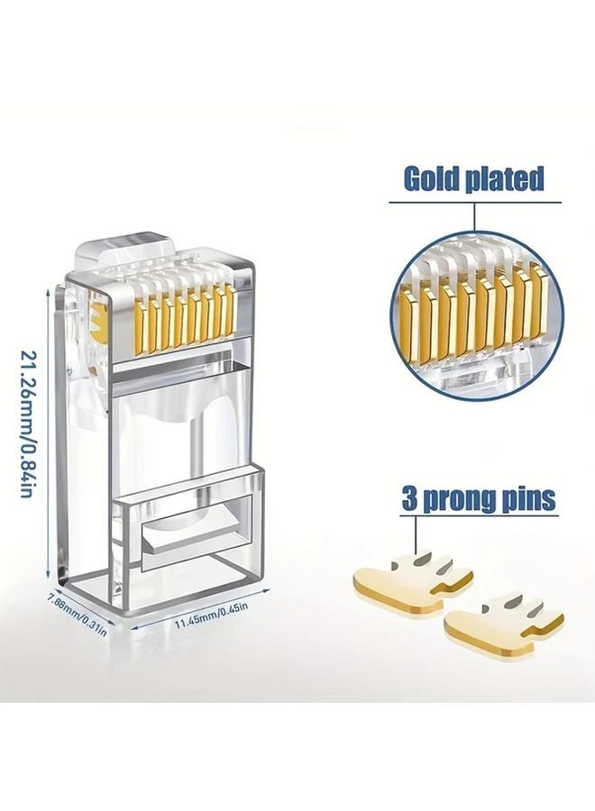 Cat6 RJ45 Pass Through Connector 100 PCS Modular Plugs for Solid or Stranded UTP Cable - Image 4