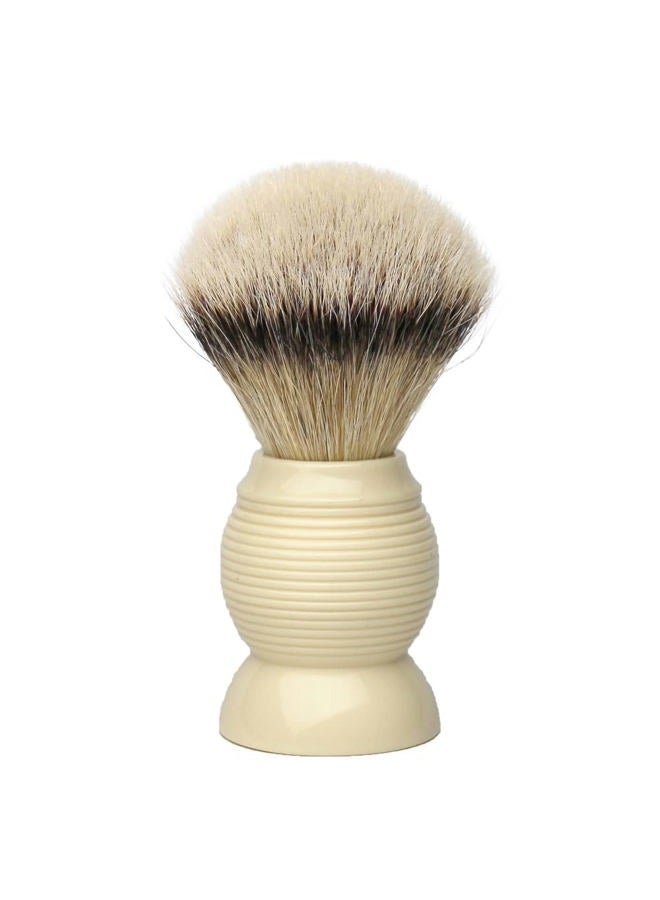 G.B.S Silvertip Synthetic Shaving Brush, Faux Ivory with Stainless Brush Stand, Knot Soft Bristle Grooming Professional Durable Convenient Brush - Image 1