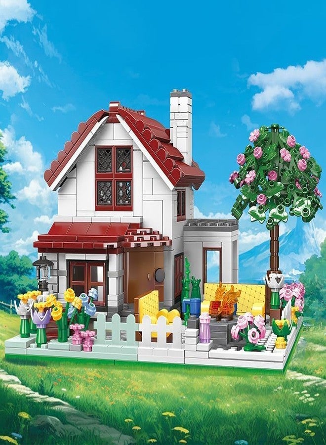 KERBRO Modern Country Garden Bungalow Building Block Set, Mini Brick House Construction Toy for Children & Adults, DIY Garden Villa Blocks, Creative Play (Multicolor) - Image 2