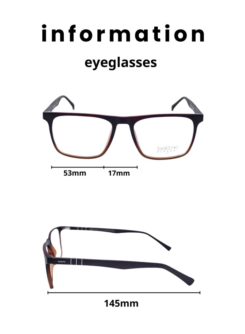 Baleno Square Frame Eyeglasses with Premium, High-Quality Lenses - Durable & Stylish Prescription Glasses for All-Day Comfort - Image 2