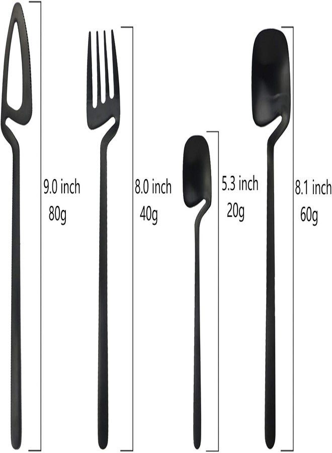 MIXEN Stainless Steel Flatware Set Kitchen Utensil Set Service for 4 Tableware Cutlery Set Dishwasher Safe, Knives/Forks/Spoons Included, Cutlery Set Suitable for Family (Black) - Image 2