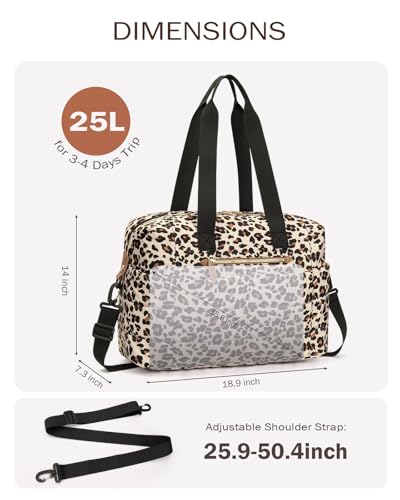 Tuwubi Travel Duffel Bag Puffer Gym Bag for Women Lightweight Weekender Overnight Bags Carry On Tote For Spirit Airlines Personal Item Bags with Toiletry Pouch Leopard M - Image 3