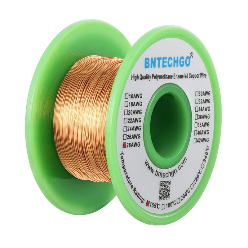 BNTECHGO 28 AWG Magnet Wire - Enameled Copper Wire - Enameled Magnet Winding Wire - 4 oz - 0.0122" Diameter 1 Spool Coil Natural Temperature Rating 155℃ Widely Used for Transformers Inductors - Image 2