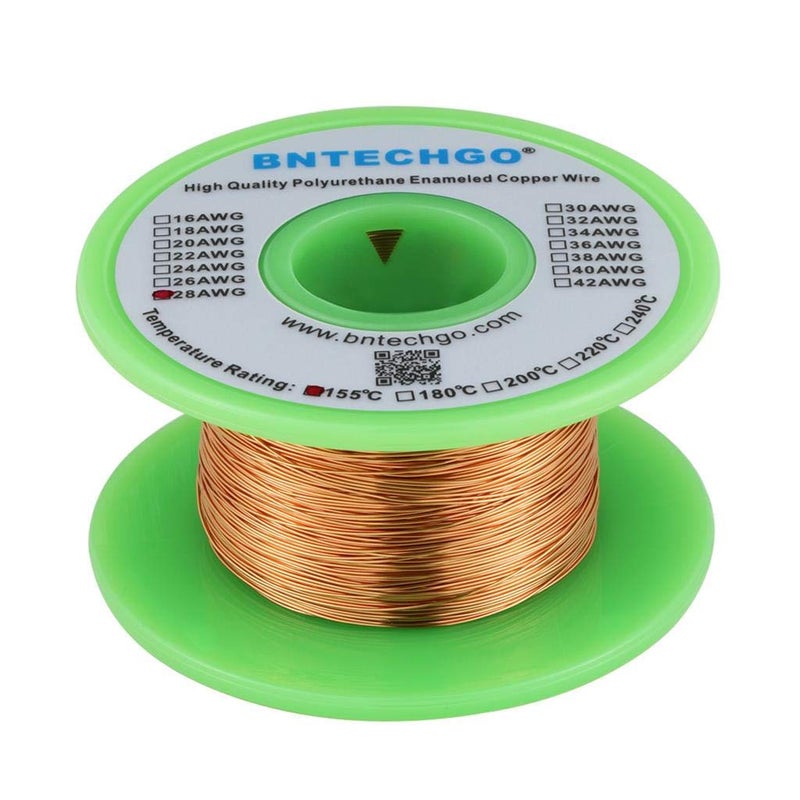 BNTECHGO 28 AWG Magnet Wire - Enameled Copper Wire - Enameled Magnet Winding Wire - 4 oz - 0.0122" Diameter 1 Spool Coil Natural Temperature Rating 155℃ Widely Used for Transformers Inductors - Image 1