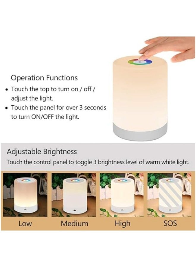 M MIAOYAN LED Night Light, Smart Bedside Table Lamp, Touch Control Dimmable USB Rechargeable, Portable, Color Changing RGB for Kids, Bedroom, Camping (Warm White) - Image 3
