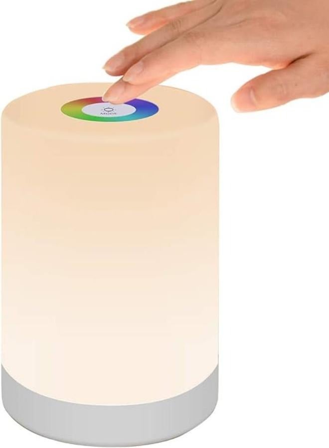 M MIAOYAN LED Night Light, Smart Bedside Table Lamp, Touch Control Dimmable USB Rechargeable, Portable, Color Changing RGB for Kids, Bedroom, Camping (Warm White) - Image 1