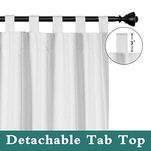 LORDTEX Indoor/Outdoor Curtains - Waterproof Tab Top Patio Curtains Sun Blocking Set of 2 Panels Thermal Insulated Curtain for Porch, Pergola, Cabana, Gazebo, 52 x 96 inch, White - Image 3
