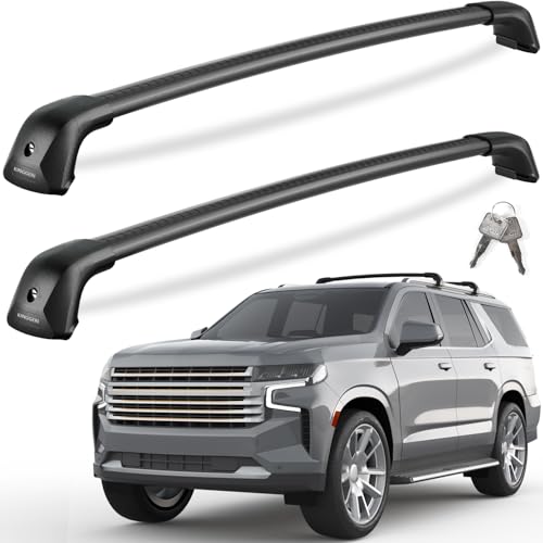 KINGGERI 330lb Lockable Roof Rack Cross Bars Compatible with 20212026 Chevy Tahoe Suburban GMC Yukon XL Cadillac Escalade ESV with Flush Side Rails Heavy Duty Rooftop Aluminum Accessories - Image 1