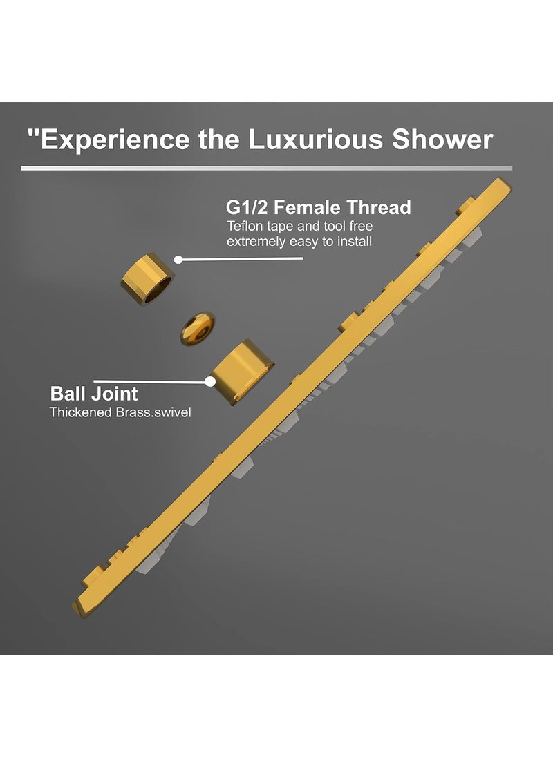FOSSA Fossa 6 Inch Rainfall Shower Head Fixed Shower Head 304 Stainless Steel Rain Showers Overhead Wall Mounted, OHS-1102 Gold  - Image 5
