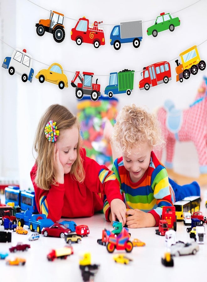 Lemicin Transportation Happy Birthday Banner Transportation Birthday Decorations Transport Themed Train Bus Car Party Banner Truck Traffic Garland for Kids 2nd Vehicle Theme Baby Shower Party Supplies - Image 4