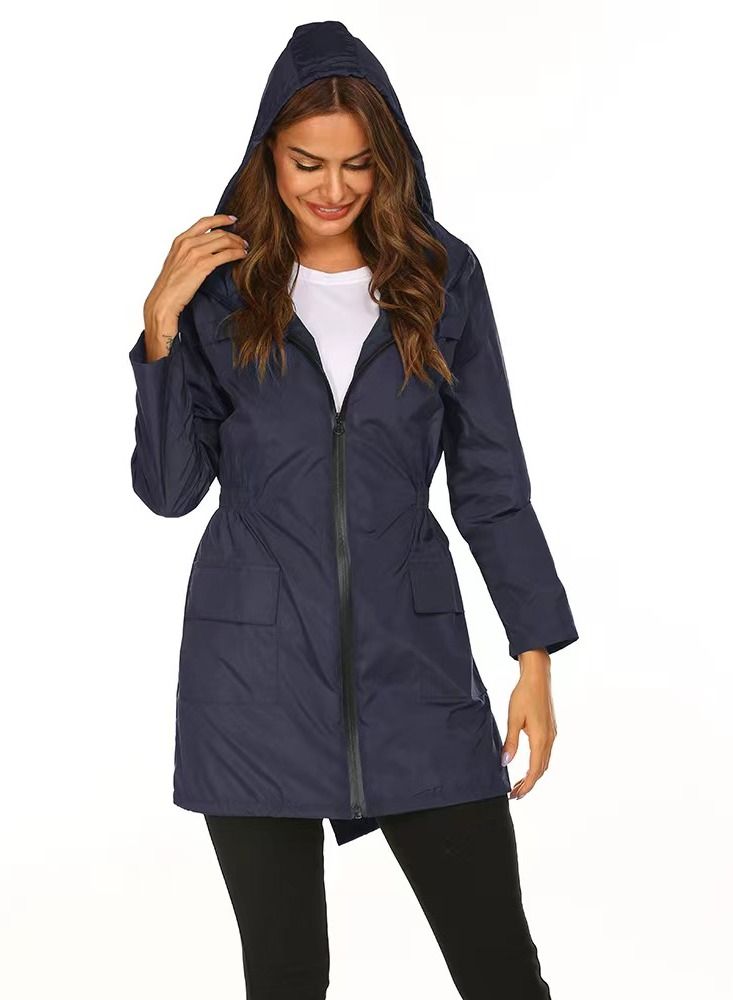 Loquat Autumn Winter Women's Hooded Windbreaker Casual Long Coat 