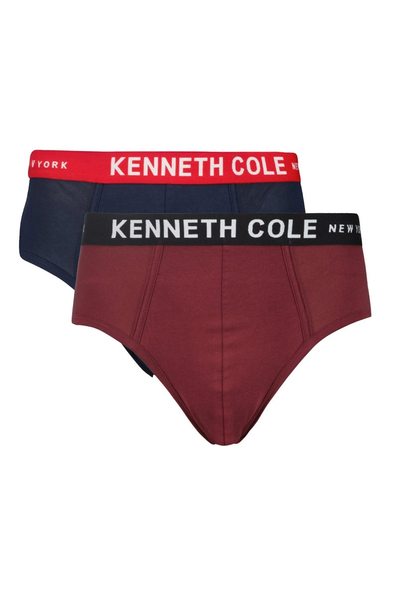 Kenneth Cole Men 2 Packs Brand Logo Brief Set, Multicolor - Image 1