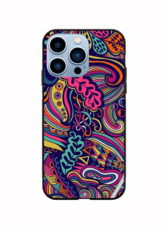 VR CREATIVE Protective Case Cover For Apple iPhone 14 Pro Max Psychedelic Fabric Design Design Multicolour - Image 1