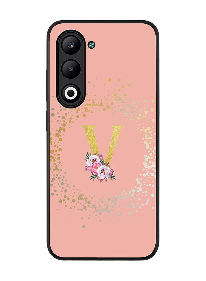 Stylizedd For Oppo A5 5G / A5 4G Case,Slim fit Camera Protection, Shockproof Thin Phone cover  - Custom Monogram Floral - V  (Rose Pink )