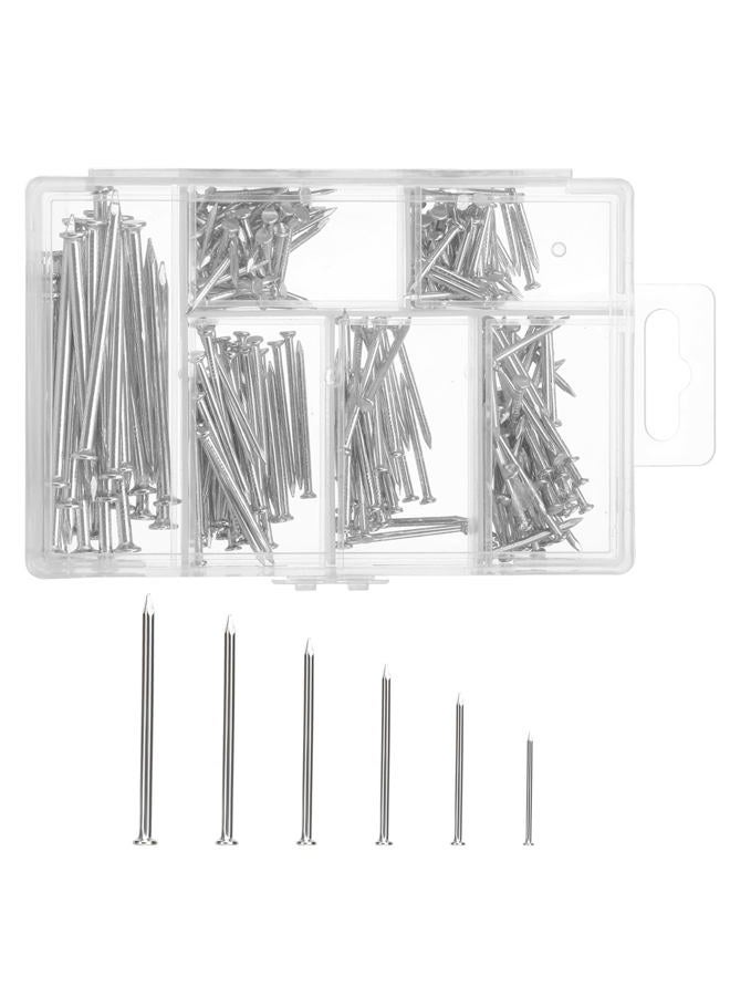Arcjunys Nail Assortment Kit Finishing Nails 5 Sizes Picture Hanging Nails for Hanging Pictures Wall Nails Hardware Nails with a Plastic Box for Pictures Hanging Woodworking DIY Silver 280 Pcs - Image 1