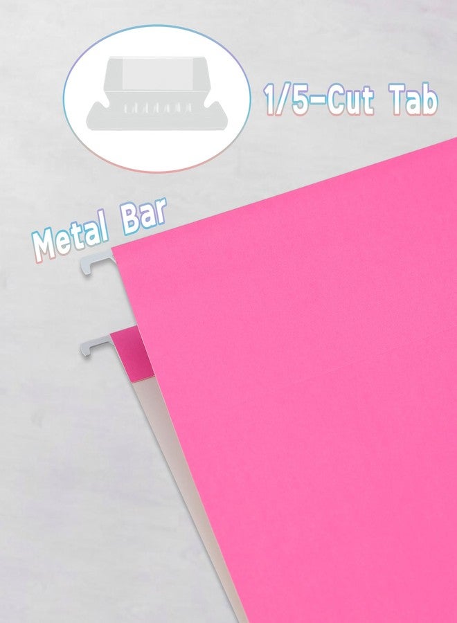 YNXPTBNC 25 Packs Hanging File Folders Pink,Letter Size 8.5x11,Hanging File Folders with 1/5-cut Tabs,File Folders for Filing Cabinet with Tabs,Designed for Bulky Files,Ideal Office,School Classroom - Image 3