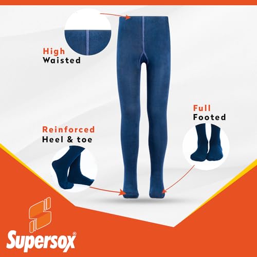 Supersox Tights for Girls, Made with Breathable, Anti Odour & Moisture Absorbent Combed Cotton, Ideal for Ballet/Dancing/Everyday Activity (Blue, Pack of 1) (IN, Age, 8 Years, 10 Years, Navy Blue) - Image 4