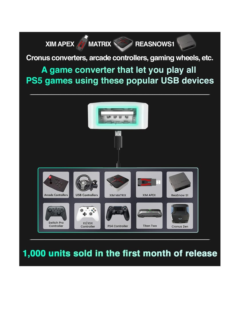 Excefore - U5 Converter Adapter Emulator for PS5 Game Console, Wireless Console Adapters, Compatible with XIM Matrix APEX REASNOW S1 Titan Various Peripherals for Various Official PS5 Games - Image 1