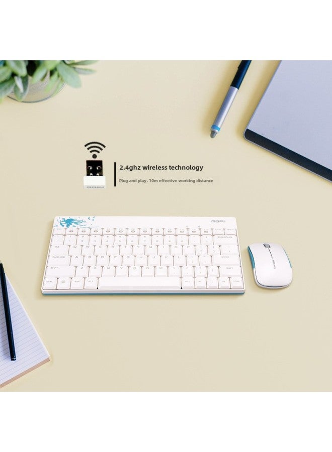 Mofii Skyscraper X210 Wireless Keyboard Mouse Set Notebook Portable Small Office Unlimited Keyboard Mouse-Specifications:x210 White Blue  - Image 4