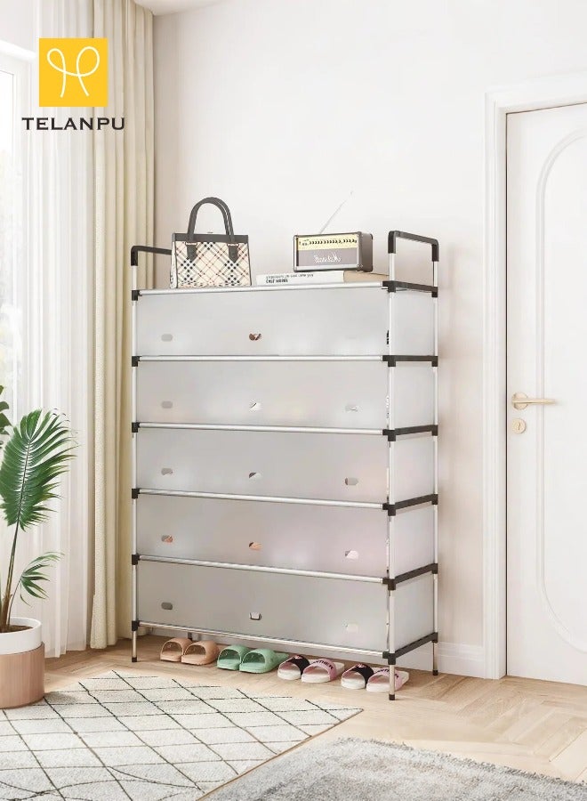 تيلانبو رف أحذية كبير السعة بستة طوابق مع أبواب مقاومة للغبار، منظم تخزين أحذية طويل قائم بذاته، خزانة قابلة للتخصيص للأحذية، المدخل والخزانة - Image 1
