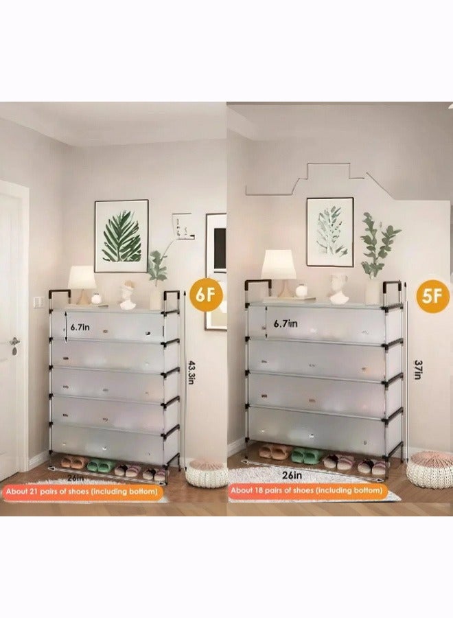 تيلانبو رف أحذية كبير السعة بستة طوابق مع أبواب مقاومة للغبار، منظم تخزين أحذية طويل قائم بذاته، خزانة قابلة للتخصيص للأحذية، المدخل والخزانة - Image 4