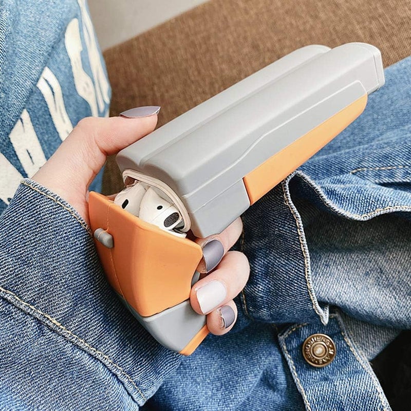 guppy for AirPods Shotgun Case 3D Cool Funny Mini Gun Pistol Toy Skin Wireless Carrying Cover Case Soft Silicone Rubber Full Protective Shockproof Accessories for Airpods 1 & 2 Gray - Image 2
