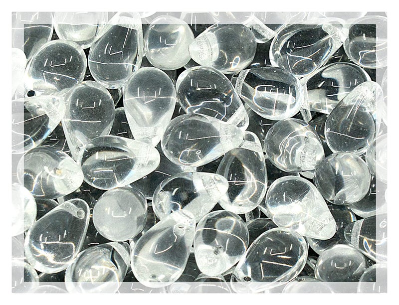 Czech 50Piece Glass Beads 6x9mm Teardrop Transparent Crystal Clear