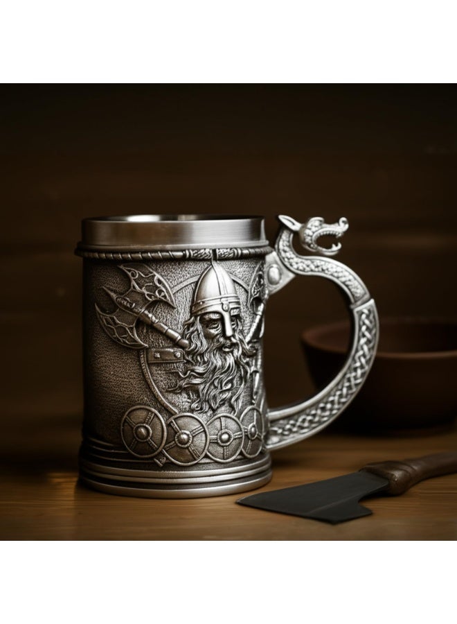 SUNSAR Stainless Steel Drinking Mug Coffee Cup, Bronze Color Viking Warrior Coffee Cup, long lasting durable Large Capacity tea Mug, middle ages theme design mug - Image 5