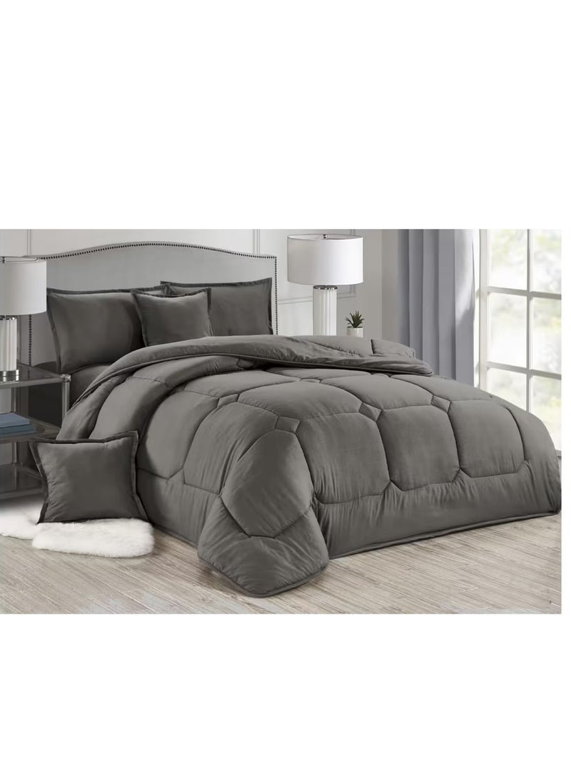 مون مفرش سرير ملكي فاخر 6 قطع – لحاف مبطن ناعم ومريح – طقم مفارش سرير فندقي فخم نفرين مقاس 250×230 سم مع أغطية وسائد وخداديات يناسب سرير مقاس 200×200 سم - Image 2