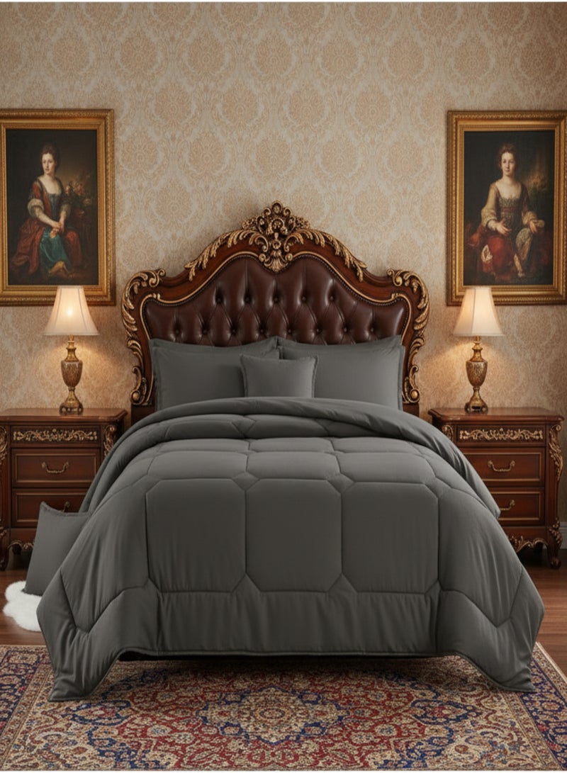 مون مفرش سرير ملكي فاخر 6 قطع – لحاف مبطن ناعم ومريح – طقم مفارش سرير فندقي فخم نفرين مقاس 250×230 سم مع أغطية وسائد وخداديات يناسب سرير مقاس 200×200 سم - Image 1