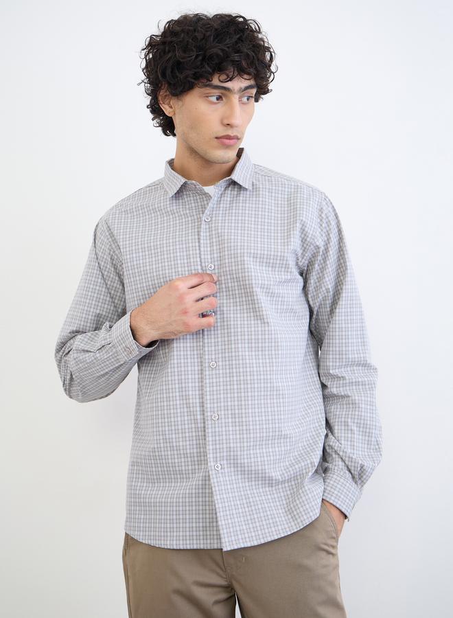Styli Men Regular Fit Checked Long Sleeve Shirt - Image 3