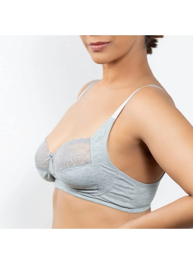 Aadaraya Set of 3 - Aadaraya Laced Balconette Bra with Hook and Eye Closure