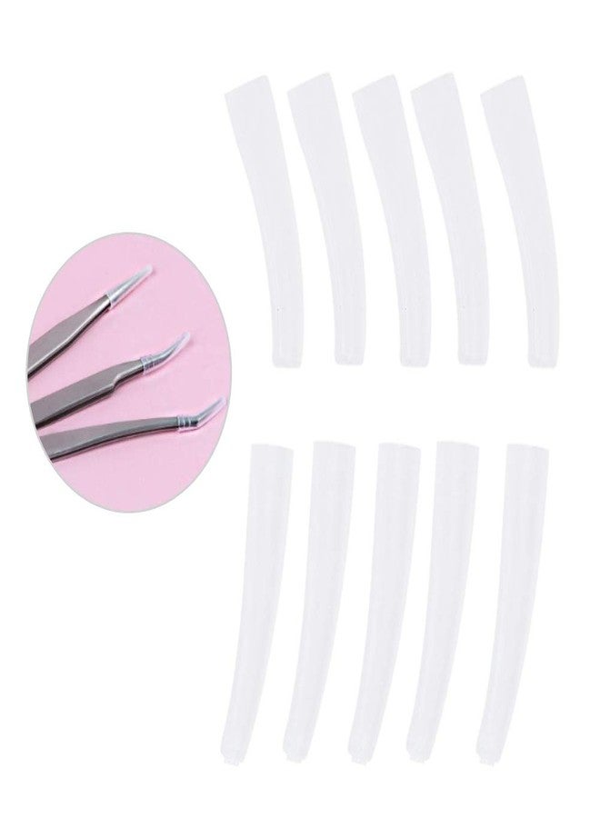 Qiterr 10Pcs Tweezers Cover, Grafting Eyelashes Tips Covers, Transparent Plastic Elbow Tweezers AntiDust NonSlip Eyelashes Grafting Tool - Image 3