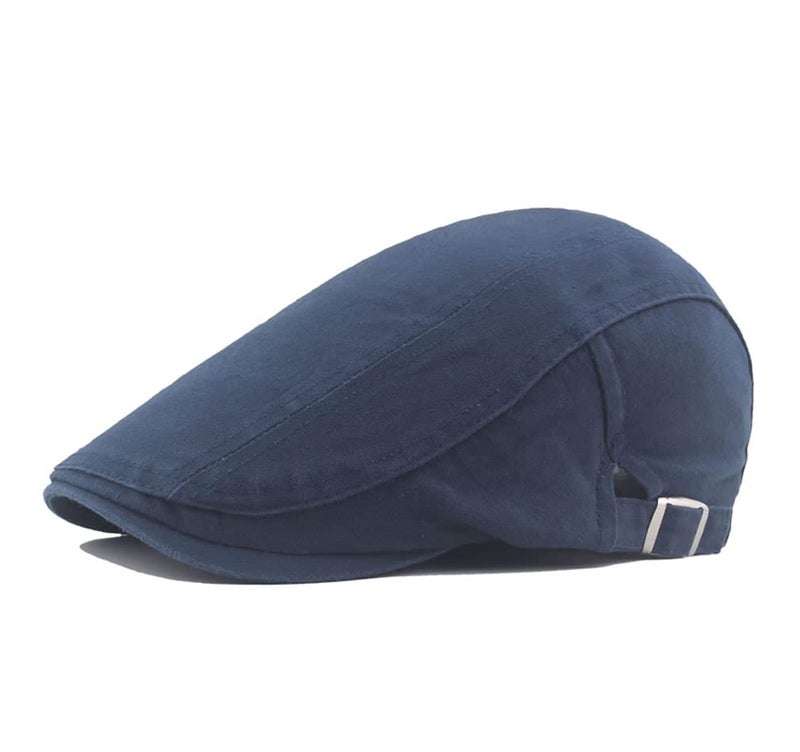 Quanhaigou Men's Cotton Flat Ivy Gatsby Newsboy Driving Hat Adjustable Irish Cabbie Ivy Driving Hunting Cap Navy Blue - Image 1