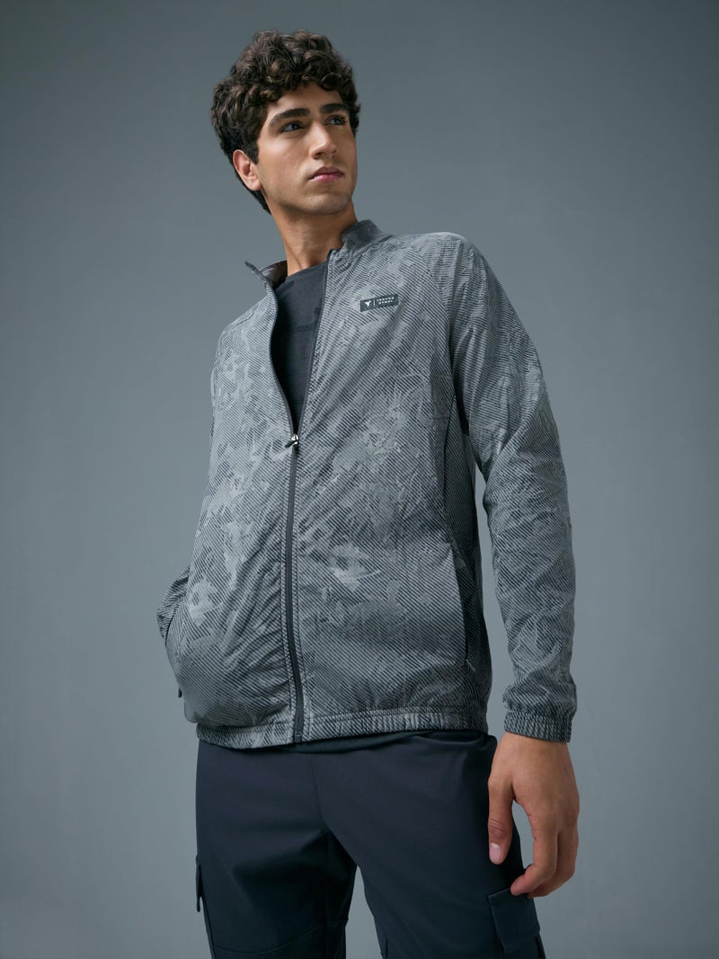 TECHNOSPORT Men's Slim Fit All Over Print Jacket for Sports, Gym & Regular Use - (MJPM92GSL004_Grey Swirl_XL) - Image 5