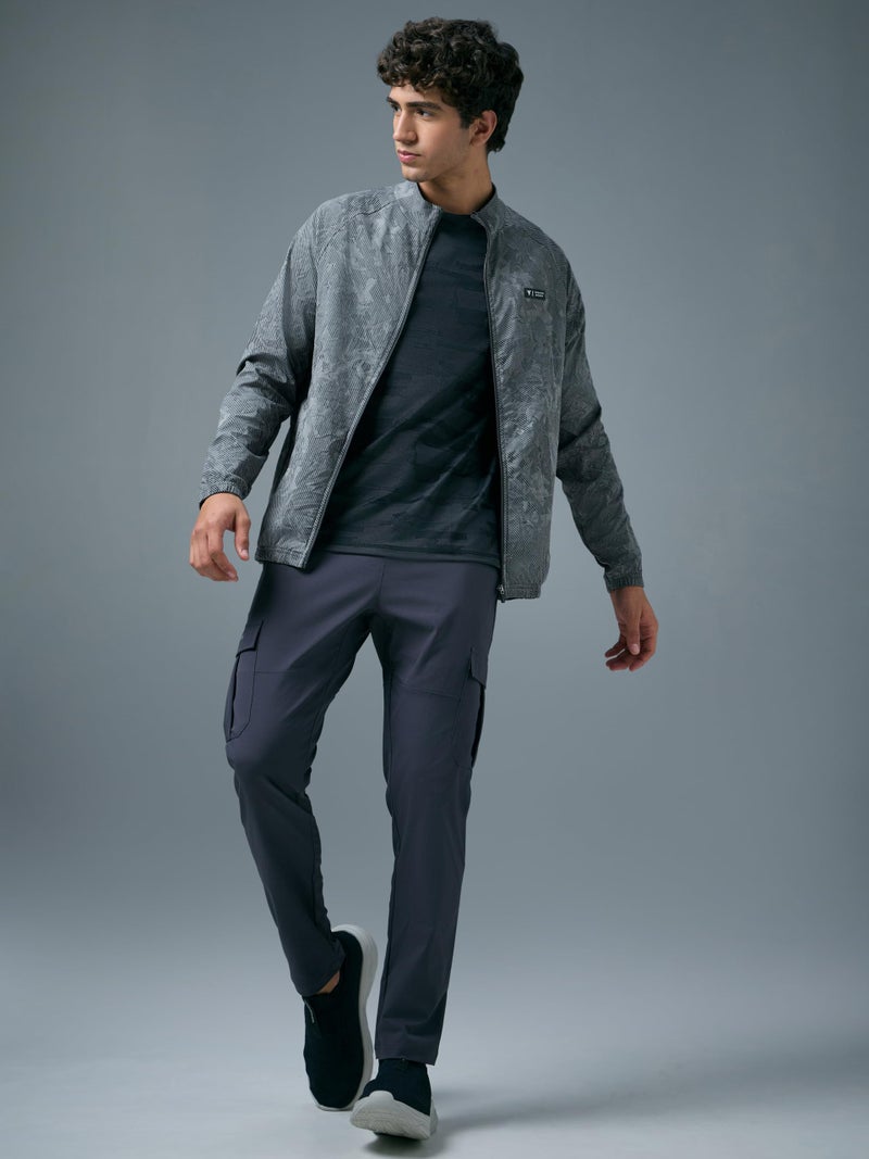 TECHNOSPORT Men's Slim Fit All Over Print Jacket for Sports, Gym & Regular Use - (MJPM92GSL004_Grey Swirl_XL) - Image 4