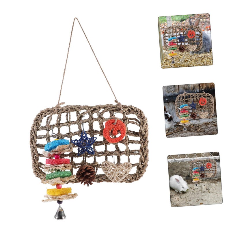 Natural Hanging Rabbit Chew Toy for Small Pets Teeth Grinding Wear Resistant - Image 4
