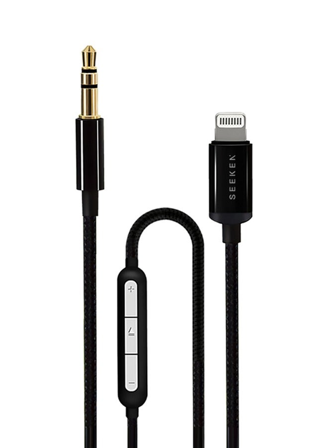 Seeken SEEKEN IOS AUX with Microphone 3.5 mm Cable - Black | Fast Charging | Campatible with Iphone | Premium Design | High-Quality.  - Image 1